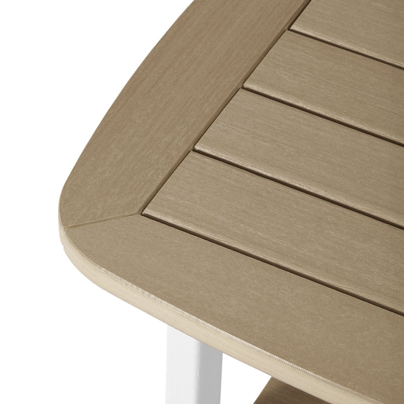 Table d'appoint carrée 21 po, blanc, Plateau beige / base blanche