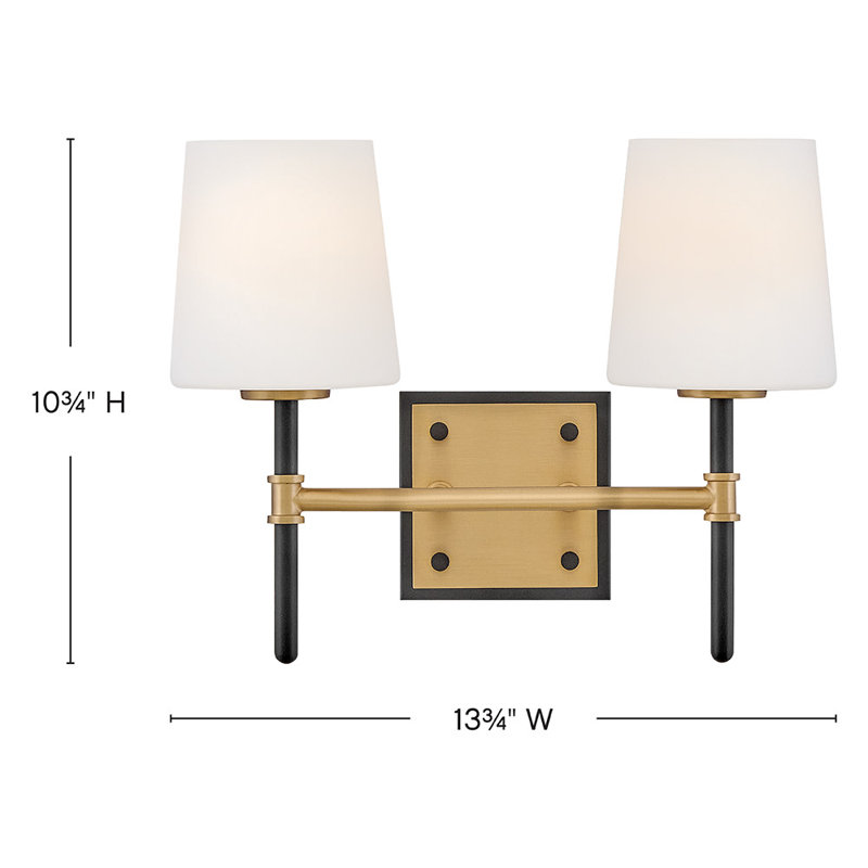 Saunders 2 - Light Bath Sconce, Black/Lacquered Brass