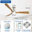 Ventilateur de plafond encastré en bois 52 pouces avec lumières et télécommande, ventilateur d'intérieur à 3 pales à intensité variable fonctionnant avec la télécommande Alexa-562013698-562013702-562013703
