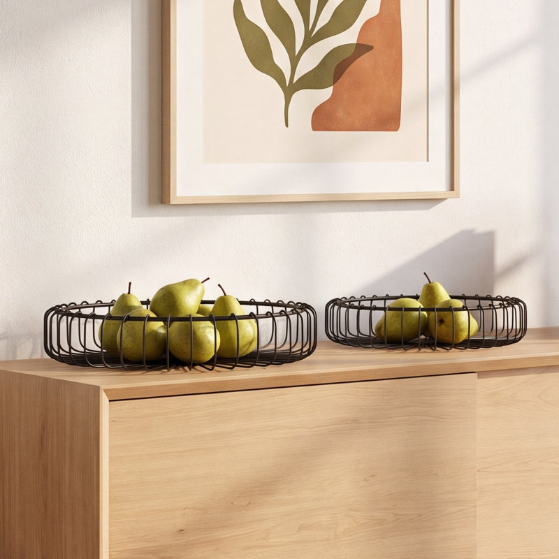 Panier en métal Estra, Noir, H 2,36 po x l 14,57 po x P 14,57 po