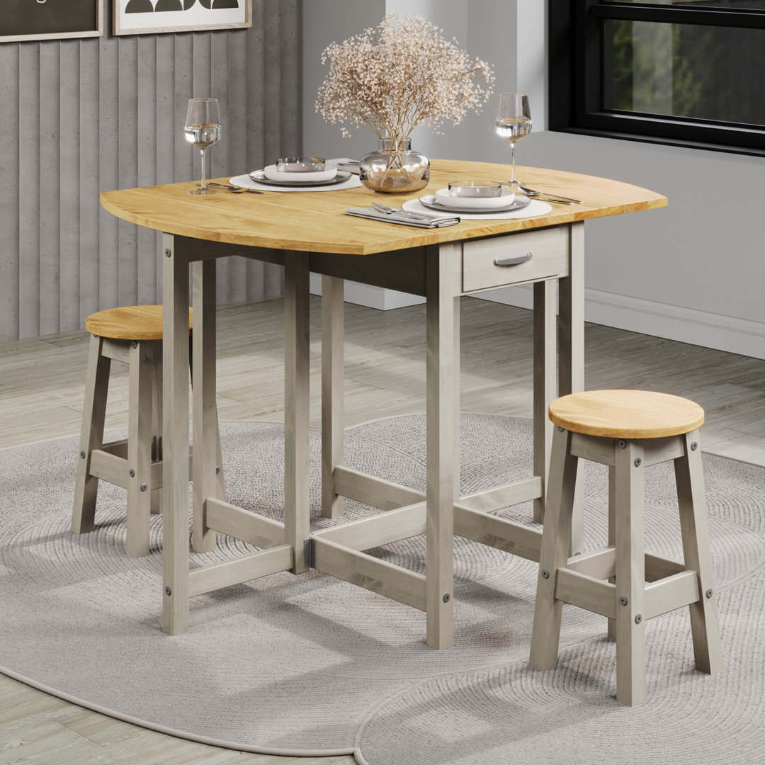 Stanley 2 Person Drop Leaf Pine Wood Dining Set