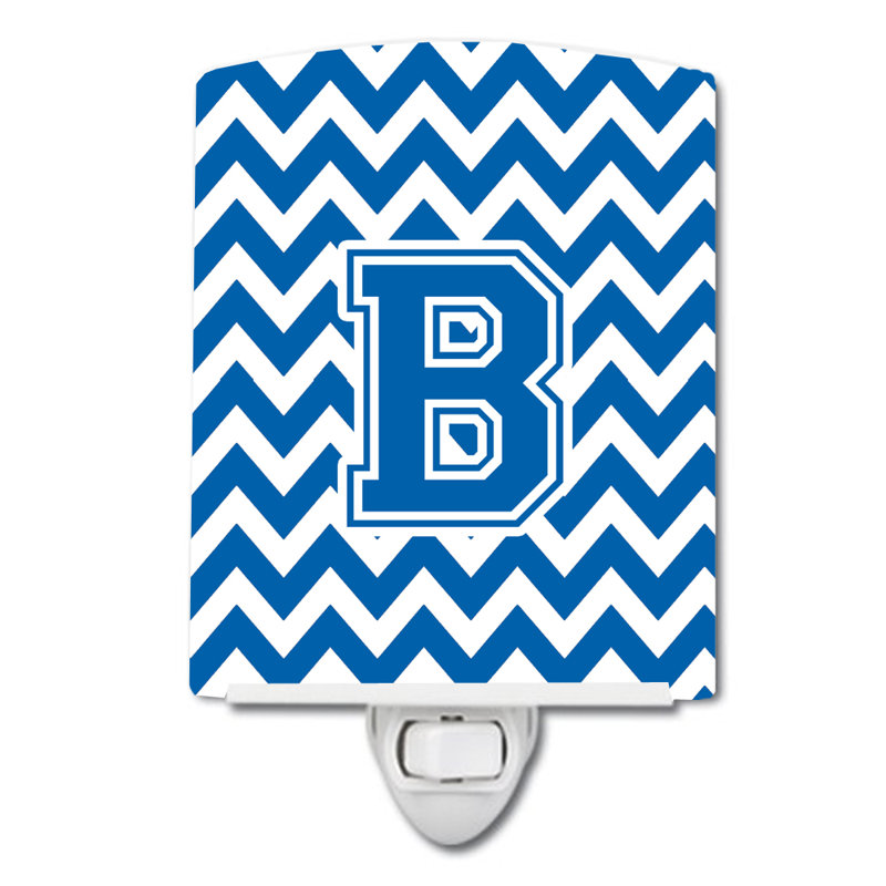 Éclairage de nuit en céramique chevron, Bleu blanchi, B