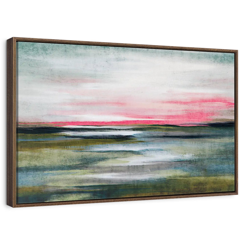 Greenfield Landscape Arciniega, Cadre flottant en noyer, 43 po x 29 po