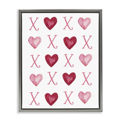 Art mural sur toile flottant rose avec coeurs Xoxo par Elizabeth Tyndal