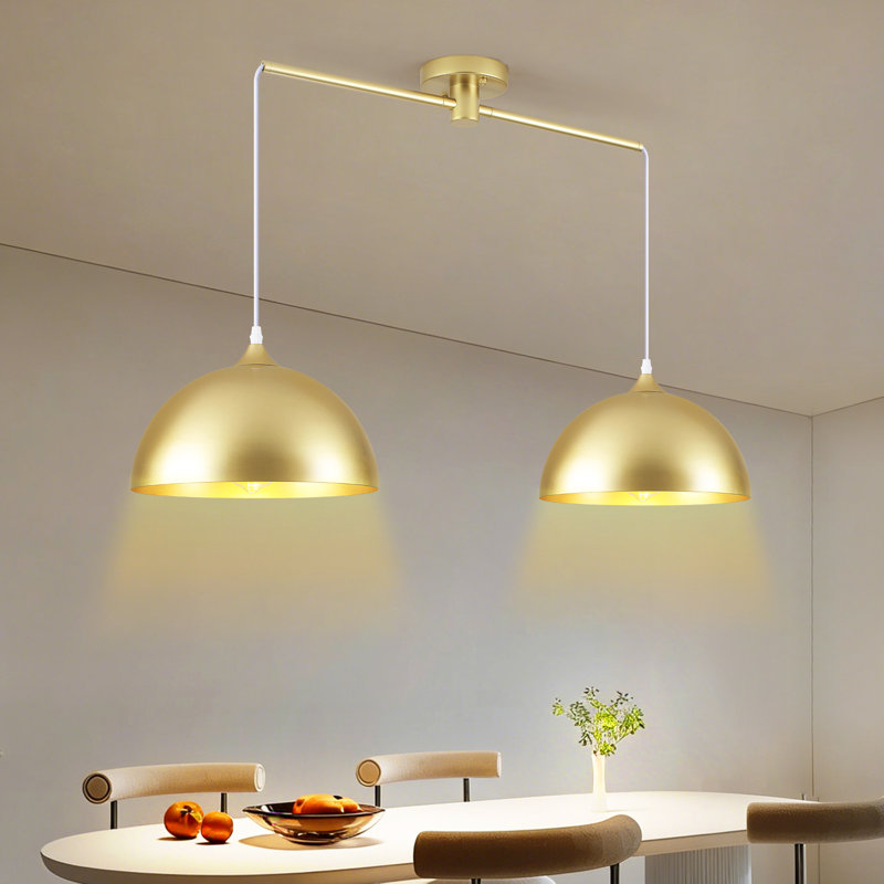 Dileo 2-light 34.64" Modern Dome Pendant Light With Metal Shade And Adjustable Cord, For Farmhouse Dining Room Restaurant Cafe Entryway