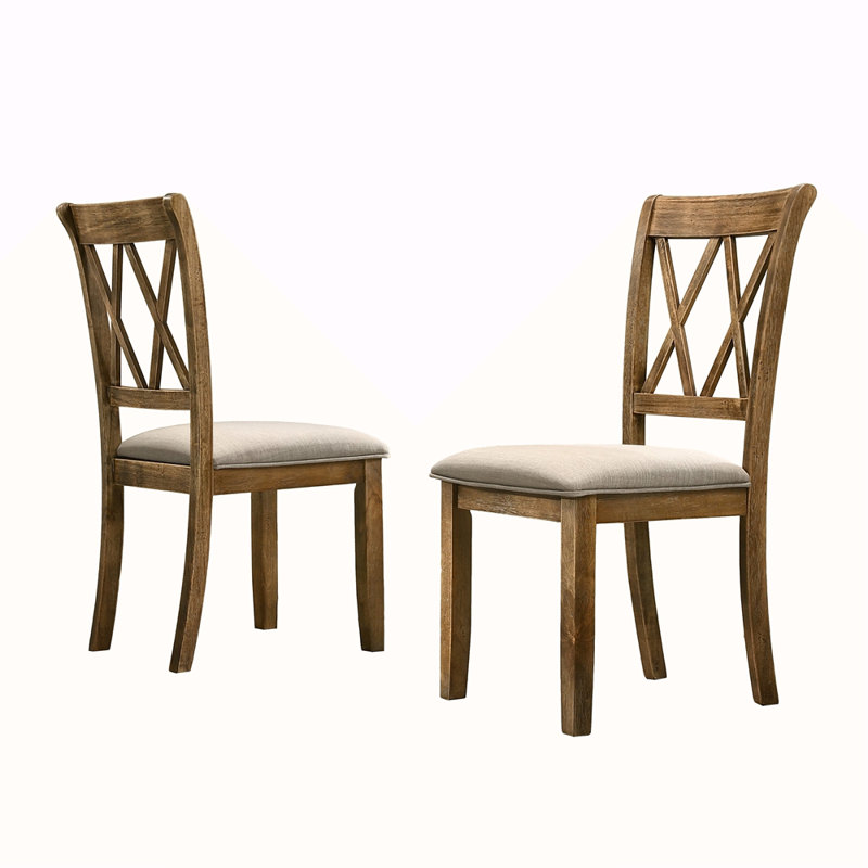 Ensemble de 2 chaises rembourrées en tissu, Brun