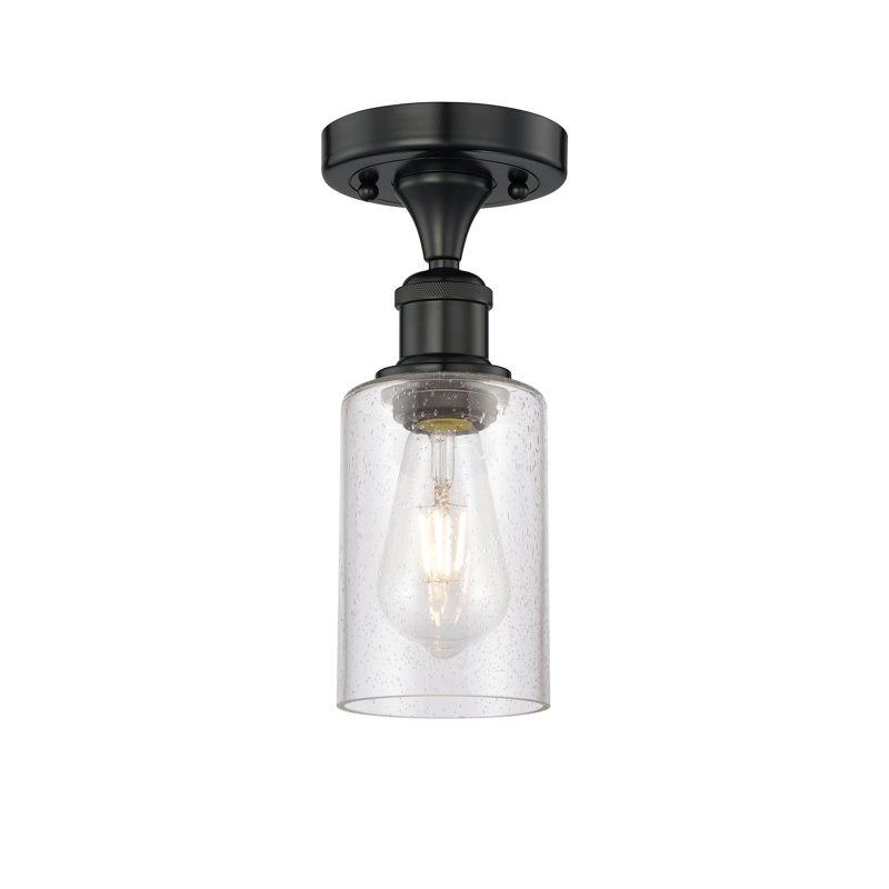 Plafonnier semi-encastré en verre Broadoaks, Noir mat