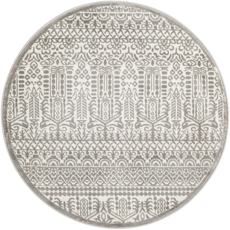 Tapis gris-ivoire Southwestern / Lodge Onyxx, Rond 3 pi 3 po