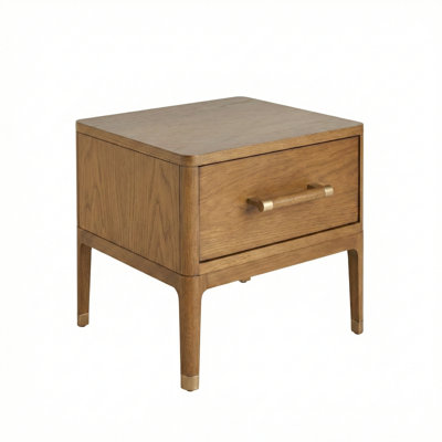 Table de chevet en bois massif et laiton de petite taille