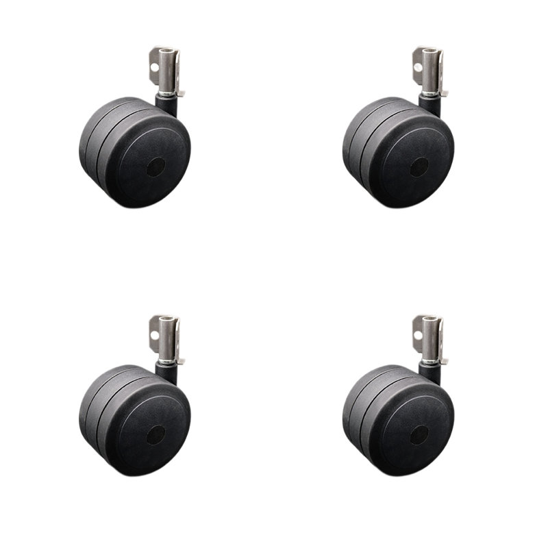 4 Inch Grey Soft Twin Wheel Caster with Inside Mount Set Service Caster, Black