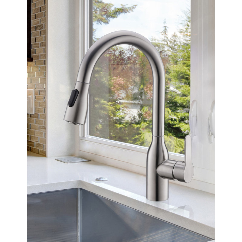 RAEN Pull Out Kitchen Faucet, Acier inoxydable brossé