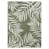 TOMMY BAHAMA Patio Country Botanical Coastal  Indoor/Outdoor Area Rug, Navy/Cream, 7'10"x10'2"
