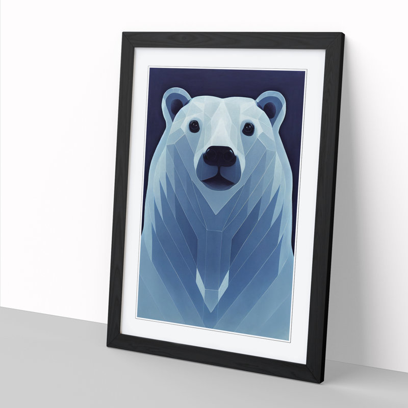 Polar Bear Purism - Picture Frame Print, Black, 64cm H x 46cm W x 2cm D