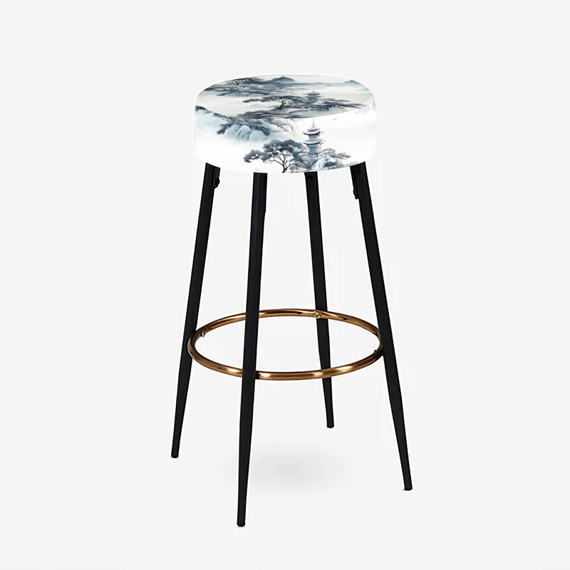 Encre de Chine, ensemble de 2 tabourets de bar chinois