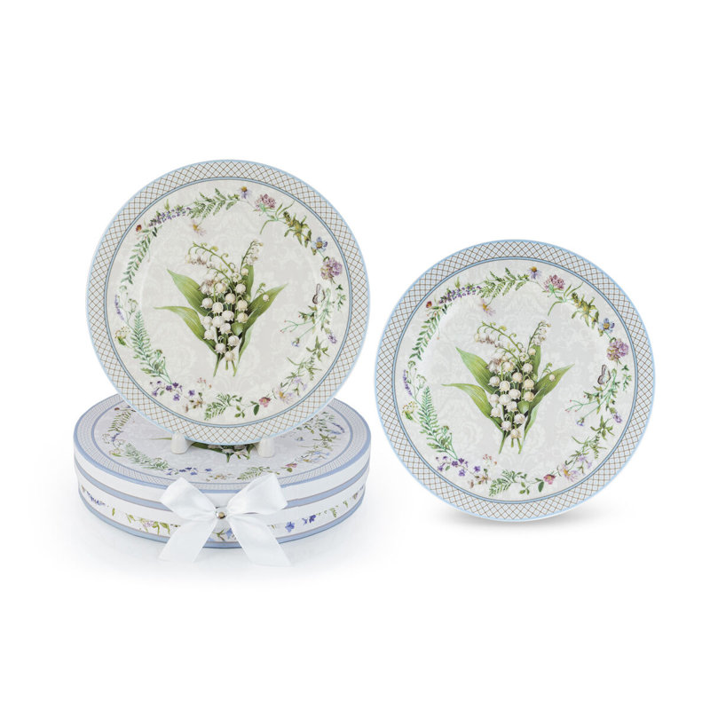 Assiette à gâteau Lily Of The Valley dans une boîte cadeau