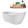69" Streamline Soaking Glossy White Freestanding Tub and Tray With Internal Drain