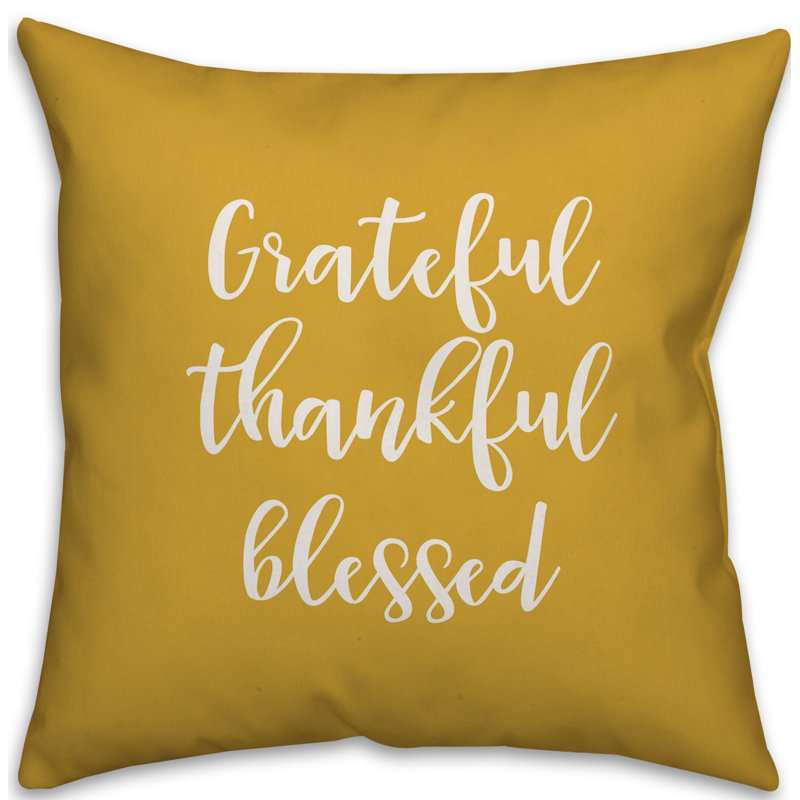  Coussin Grateful Thankful Blessed, Moutarde, Coussin décoratif