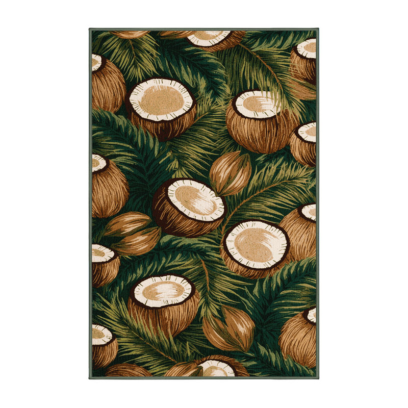  Washable Coconut Fruits Area Rug, Tapis de couloir 2 pi x 4 pi