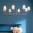  Classic 8 Light Chandelier with White Linen Shades-597268138