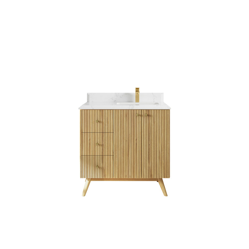 Ensemble de meuble-lavabo mural simple 36 po Izzat, Empira blanc