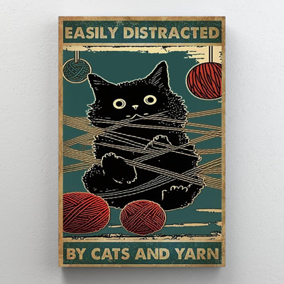 «Easily Distract» par Cats And Yarn, impression sur toile
