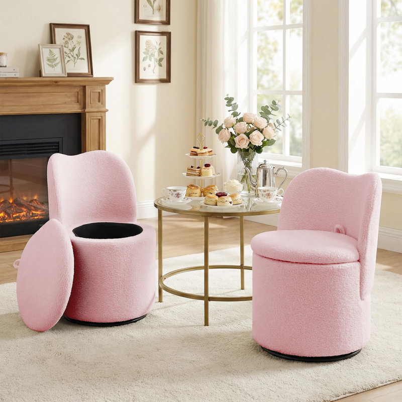 Upholstered Swivel Accent Chair, Pink