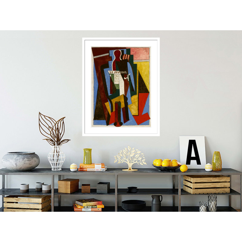 «Sived Man with Pipe» par Pablo Picasso, impression giclée sur cadre, H 41,5 po x l 32,6 po