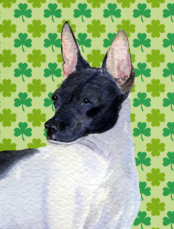 Drapeau de jardin à 2 côtés st. patrick day trèfle, Rat terrier
