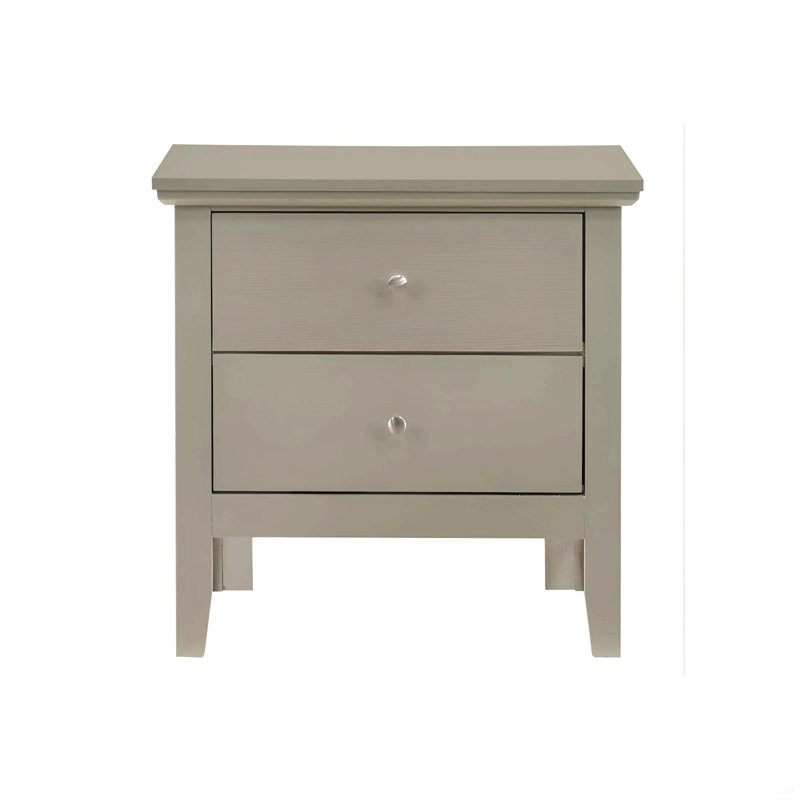 Élégante table de chevet champagne argentée, Gris