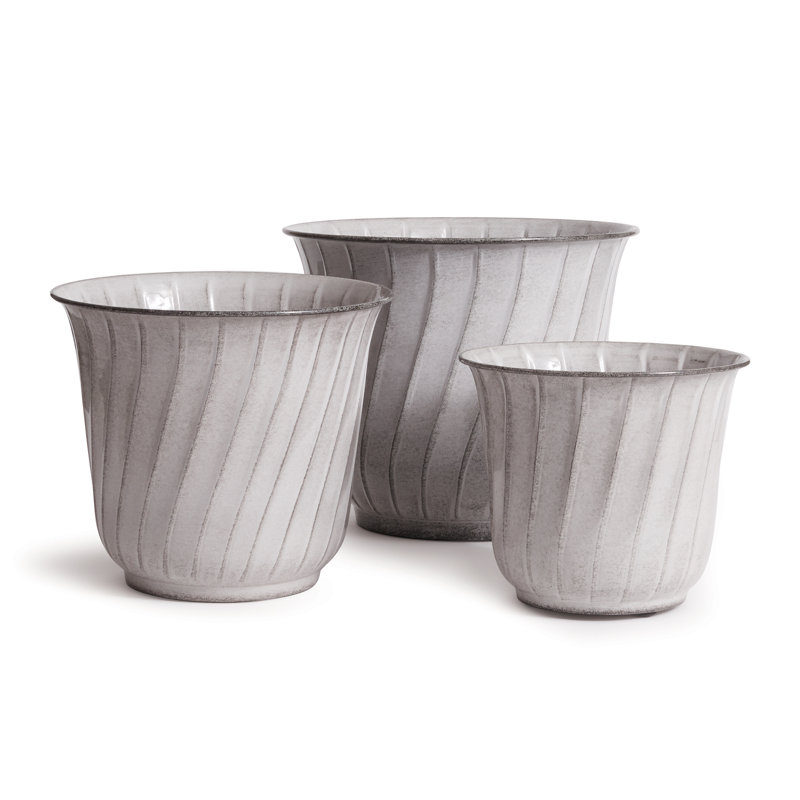 Ensemble de pots à fleurs en fer 3 pièces Odelia, Blanc