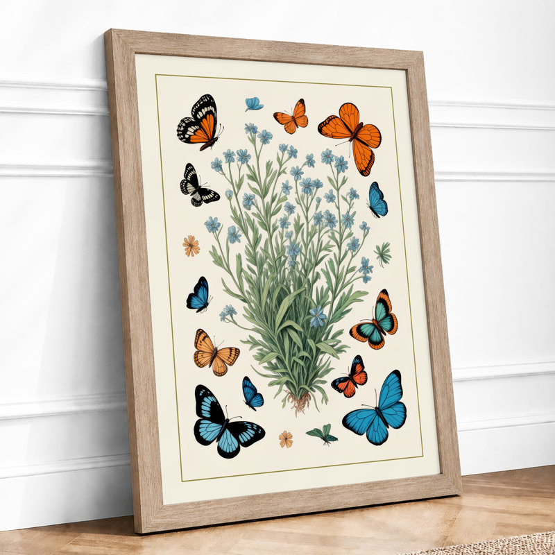 Botanicals With Butterflies Botanical - Print, Oak, A4 - 29.7 x 21.0 cm
