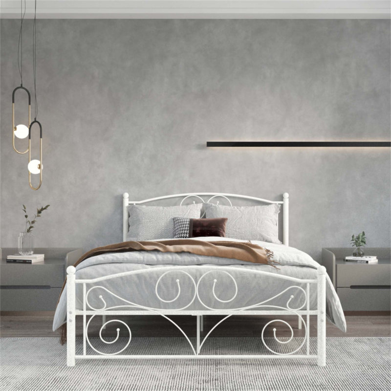 Structure de lit unique en métal robuste avec tête de lit et pied de lit, robuste et élégante pour les chambres modernes
