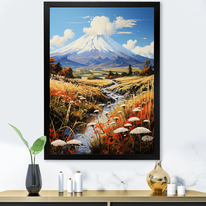 Volcans contrastes volcaniques I, Cadre simple noir, H 32 po x l 16 po x P 1 po