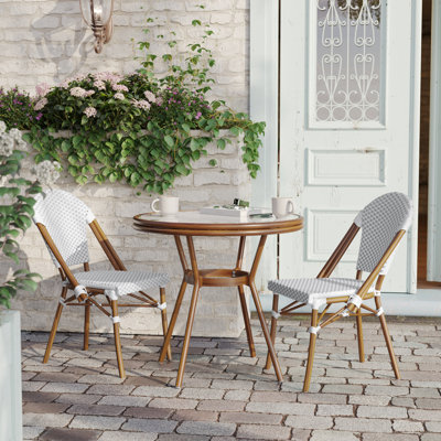 Rylan Indoor/Outdoor Commercial Bistro Set with Table and Two Chairs by Beachcrest Home