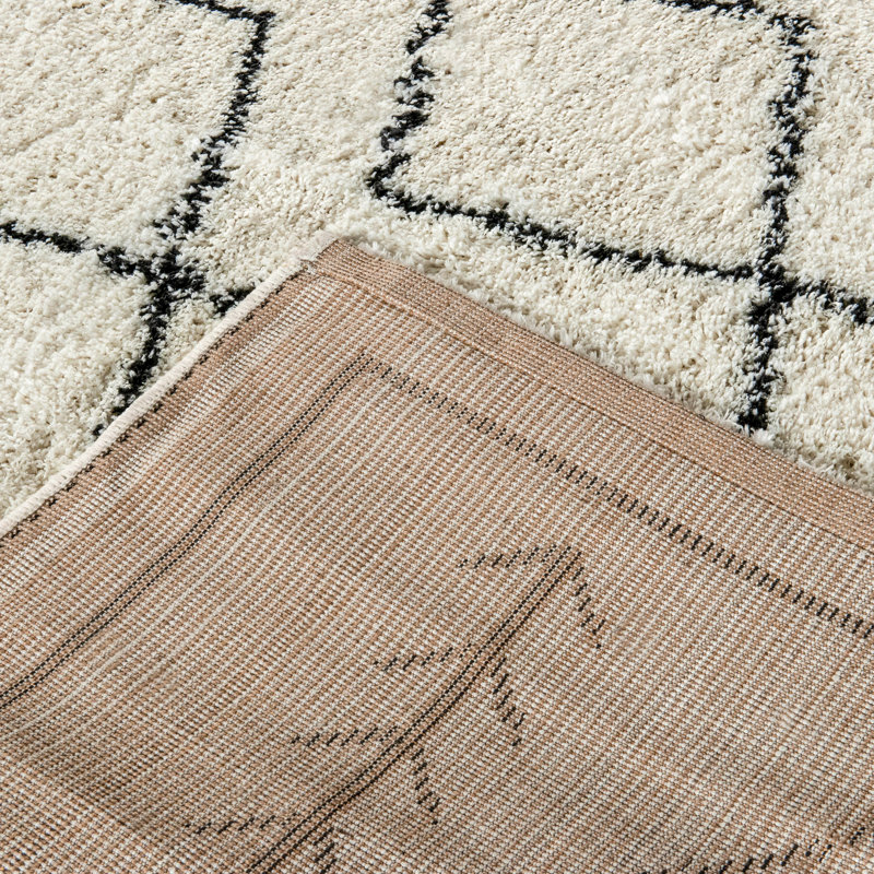 Campuzano Geometric Bohemian Shag Rug, Rectangle 5' x 7'
