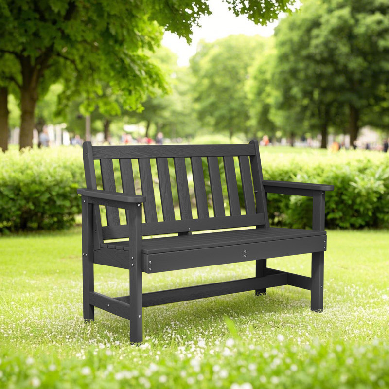Genivieve HDPE Outdoor Bench, Dark Gray