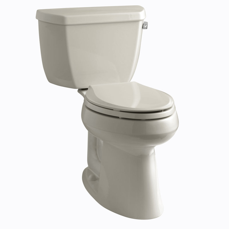Highline 1.28 GPF Water Efficient Elongated Two-Piece toilet (Seat Not Included), Sandbar, Left-Hand