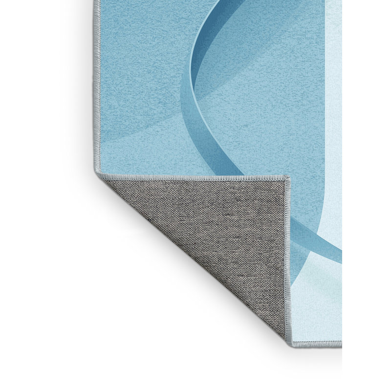 Machine Washable Auburndale Resistance Bands Minimalist Rug in Blue – SkyBlue Binding, 8x12