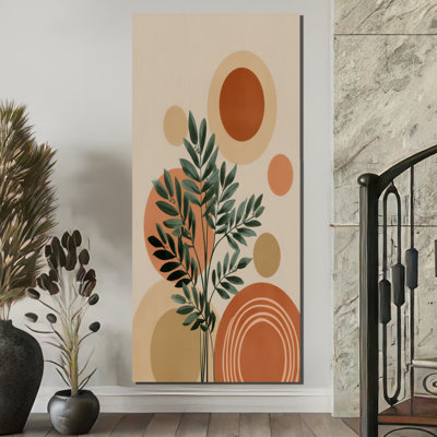 «Green and Orange Minimalisme Herb Elegance», décoration murale botanique, art mural encadré botanique vert