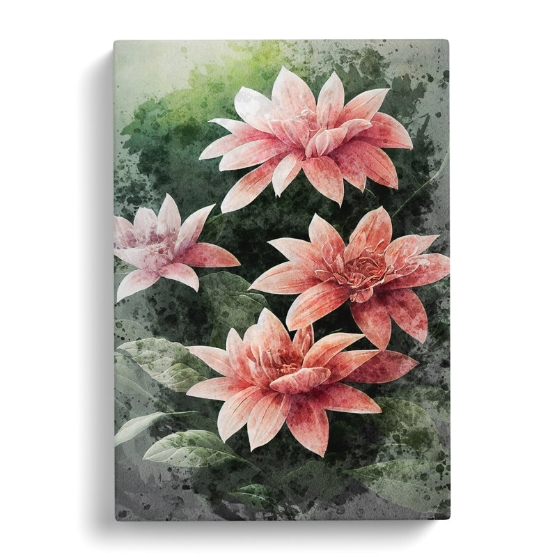 Flowers Water Painting No.3 - Wrapped Canvas, 50cm H x 35cm W x 3cm D