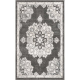 Tapis oriental gris en polypropylène de 5 pi x 5 pi Octagon