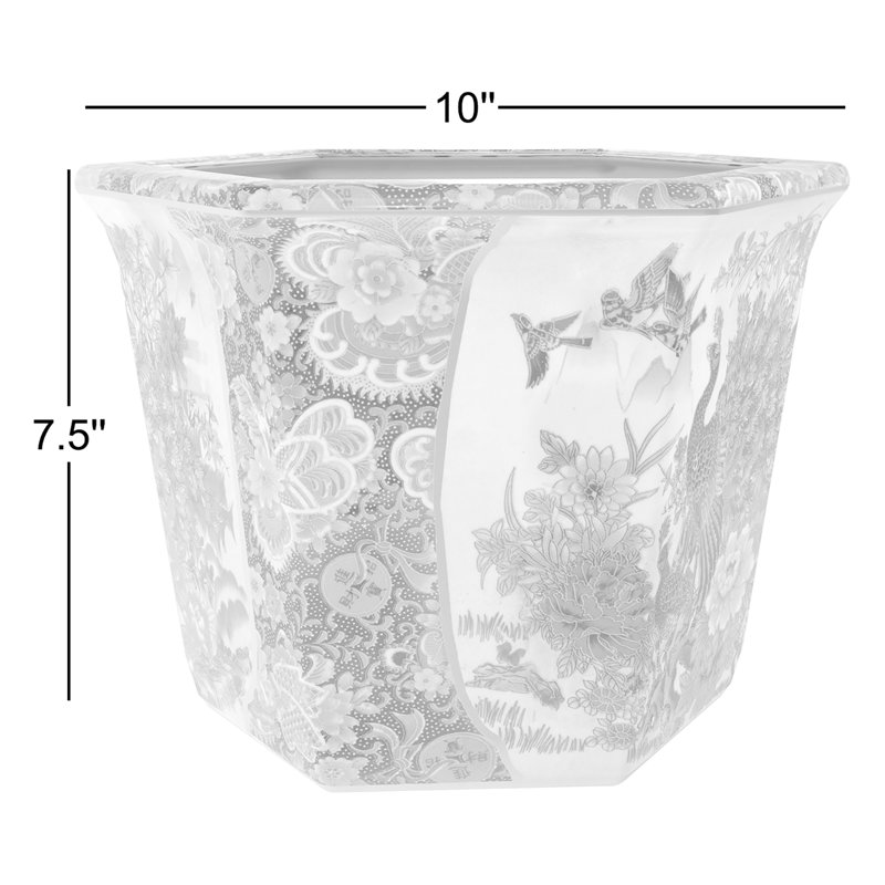 10" Satsuma Peacock Porcelain Flower Pot