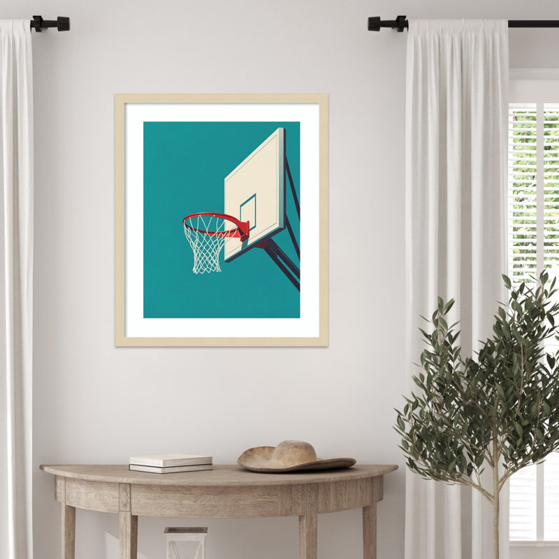 «Basketball» par Andreas Magnusson, impression sur bois encadrée, Svelte naturel