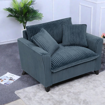 Oversized Accent Chairs, Blue Corduroy Foam, Modern Lounge for Home