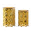 2 tables d'appoint, fabrication en fer, jaune antique, table tactile décorative, fer, couleur jaune, élément de décor enchanteur