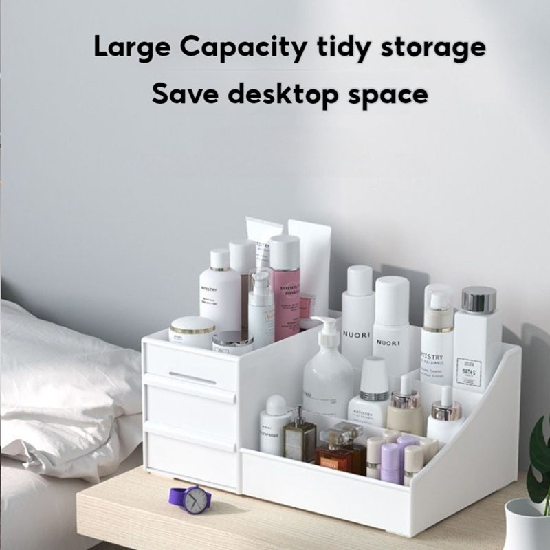 26.5Cm Makeup Storage Organizer Cosmetics Display Case, White