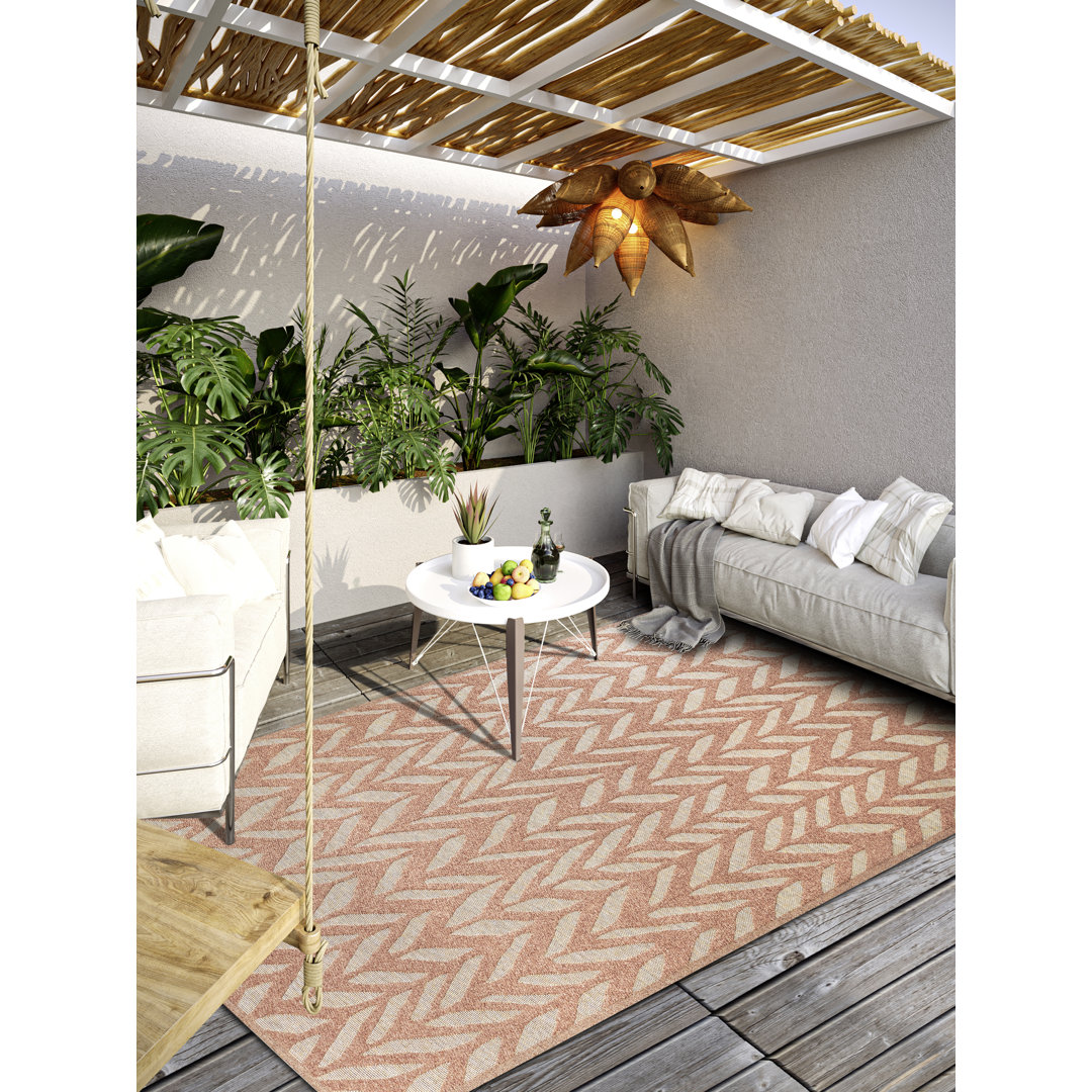 Georgette In- & Outdoor Teppich - Modernes, Geometrisches Design, Außenteppich, Flachgewebe Wetterfest mit Hoch-Tief Eff...