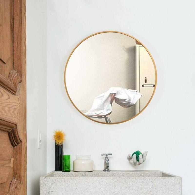 Mirroir rond doré, 32 po x 32 po