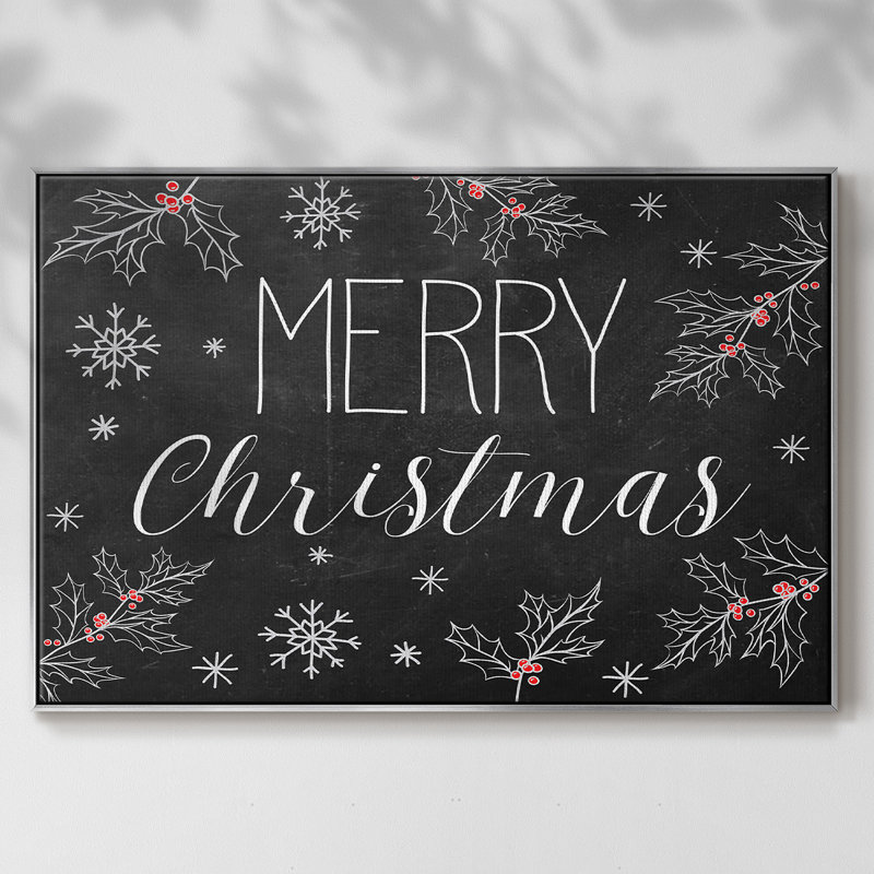 Tableau noir «Merry Christmas», H 17 po x l 25 po x P 2 po, Encadrement argenté
