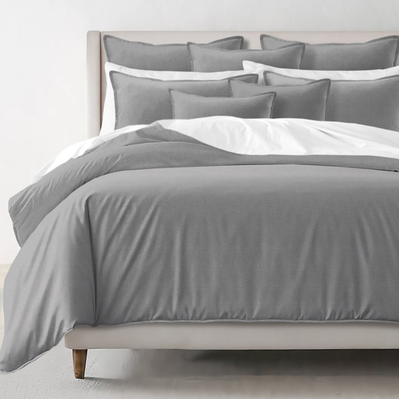 Elsie Linen Look Comforter 8 Piece Designer Set, California King Comforter + 7 Additional Pieces, Shadow Gray